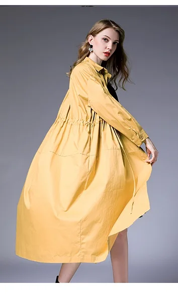 Осень Тренч высокое Для женщин Однобортный свободные длинные ветровка Casaco Feminino Abrigos Mujer верхняя одежда пальто плюс size4XL