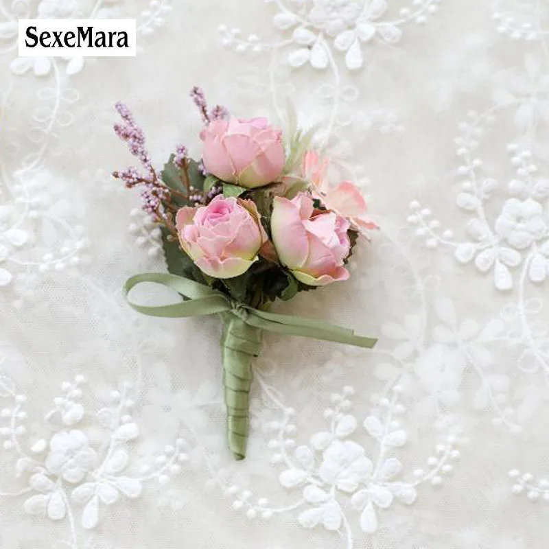 SexeMara/выпускного вечера венчания корсаж церемонии цветок брошь Свадебные бутоньерки Жених жениха пиджаке цветы бутоньерка