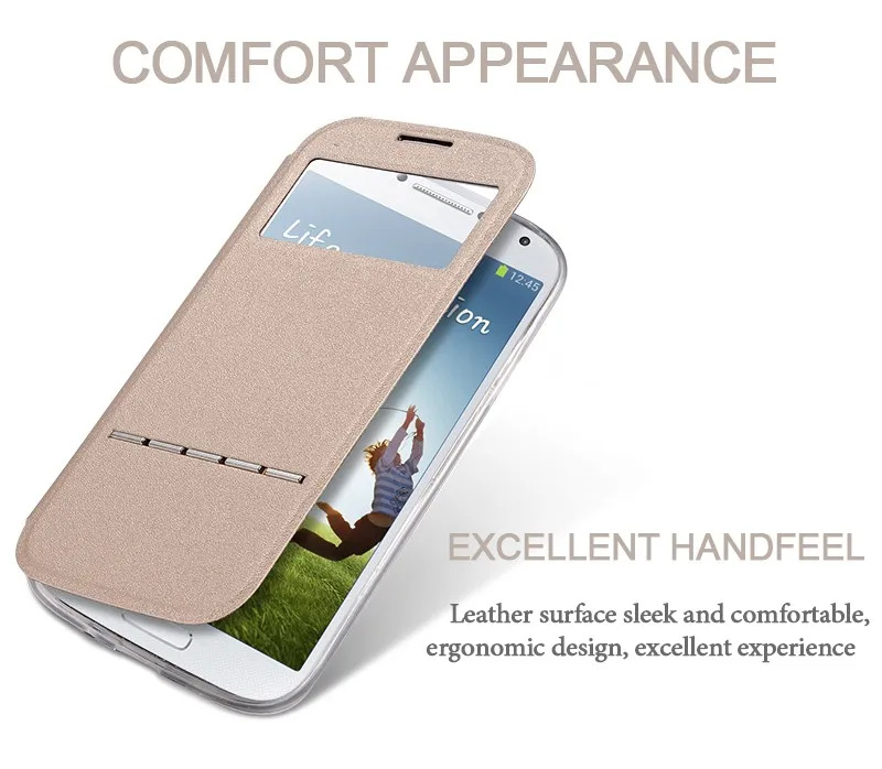 Чехол NFH для samsung galaxy S4 Mini Роскошный кожаный флип чехол с окошком S5 S6 S7 Edge S5Mini Note 3 4 5
