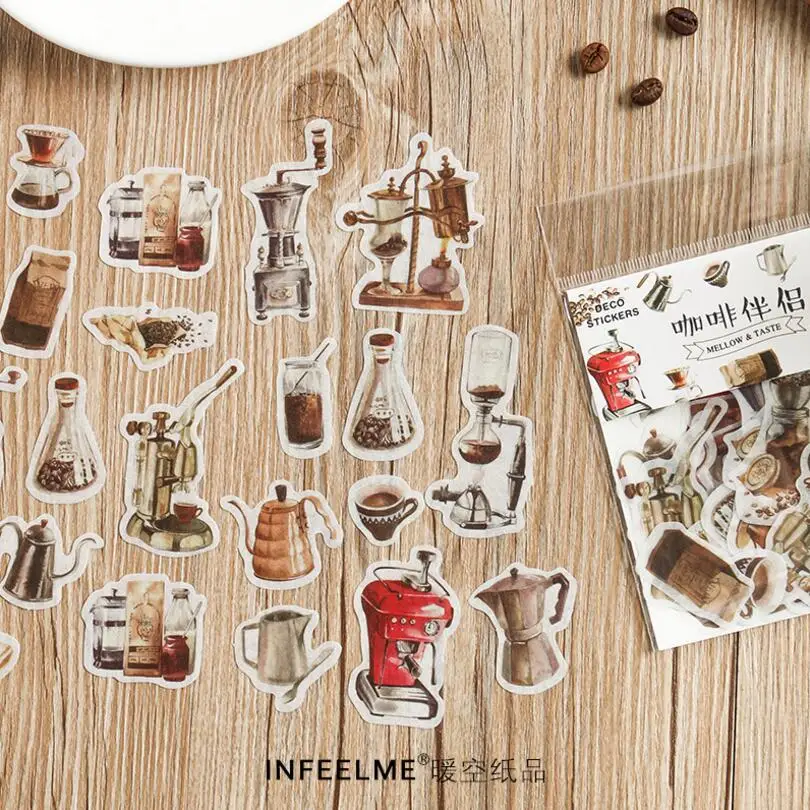 

40 pcs/lot Journal Japanese Paper Plants Vintage Calendar Coffee Decorative Diary Cute Stickers Scrapbooking Flakes Stationery