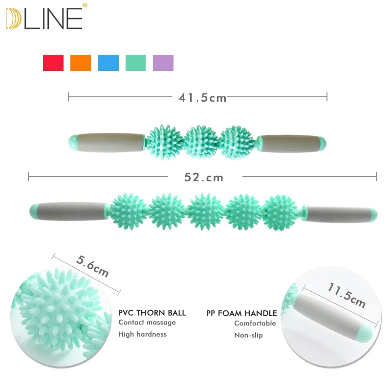 Массажная палочка, ролик для мышц, Йога, массажная палка для тела, инструмент для расслабления, мышечные роликовые палочки с точечным шиповидным шариком