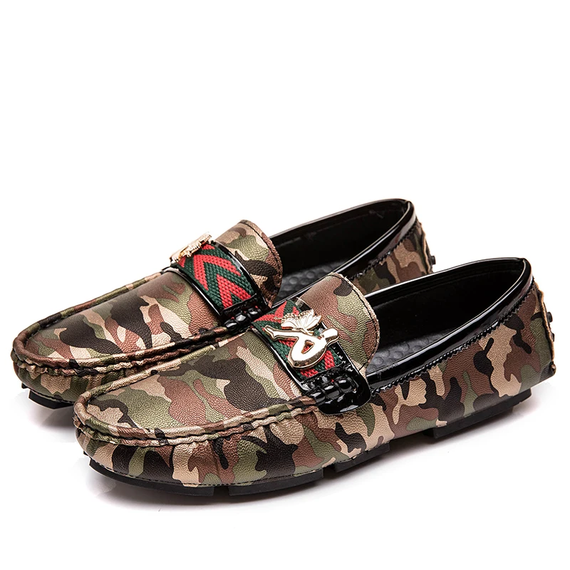 Camo Green Лучшая мужская прогулочная обувь для вождения; мужские камуфляжные лоферы из искусственной кожи; повседневные кроссовки без шнуровки; большие размеры 47-48; мужская повседневная обувь на плоской подошве - Цвет: Camo Green