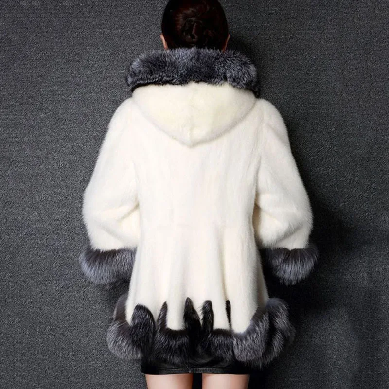 Bigsweety Autumn Winter Hooded Warm Coat Jacket Fluffy Faux Fur Coat Women Furry Fake Fur Overcoat Female Party Elegant Outwear
