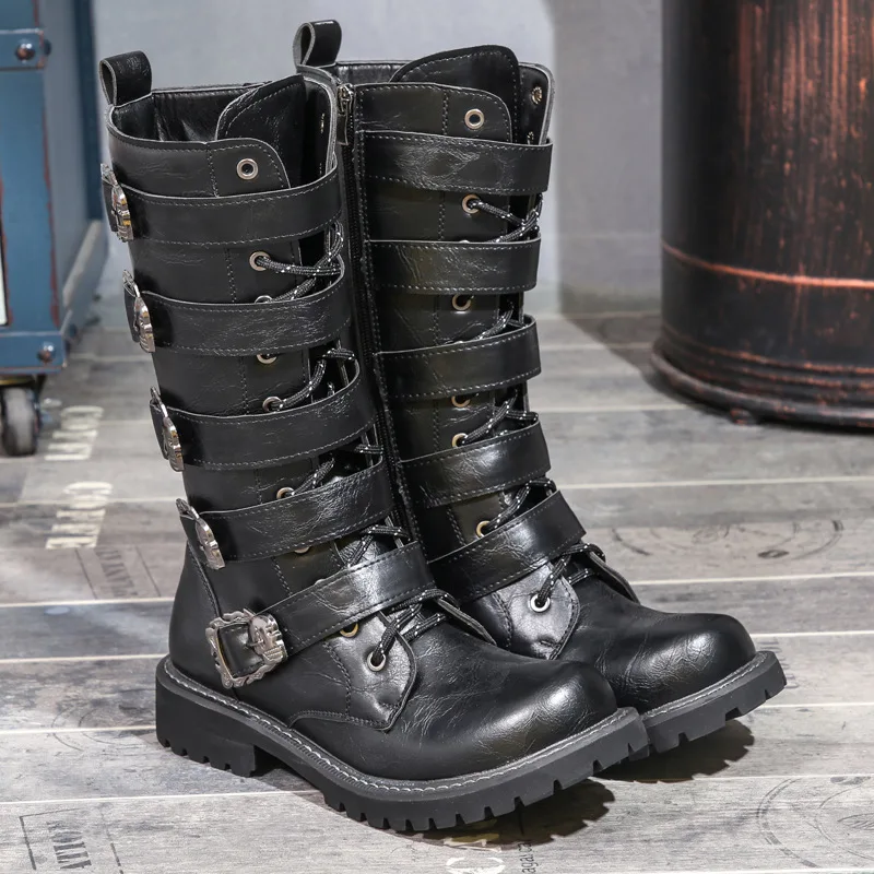 black leather non slip boots