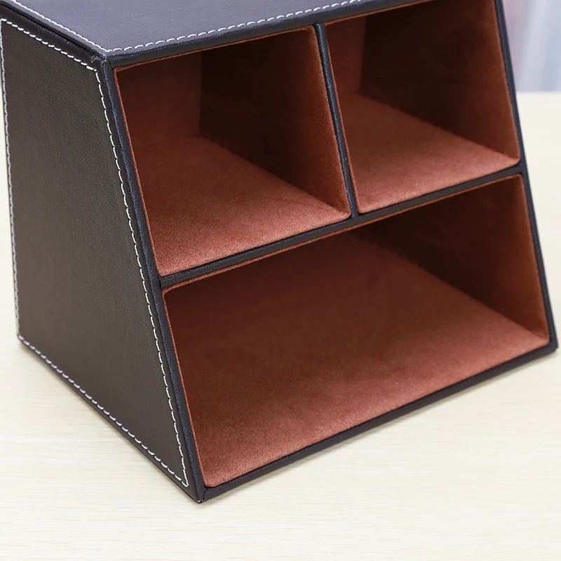 Кожа PU desktop organizer ящик для хранения случае держатель пера всякой всячины ящик для офиса A097