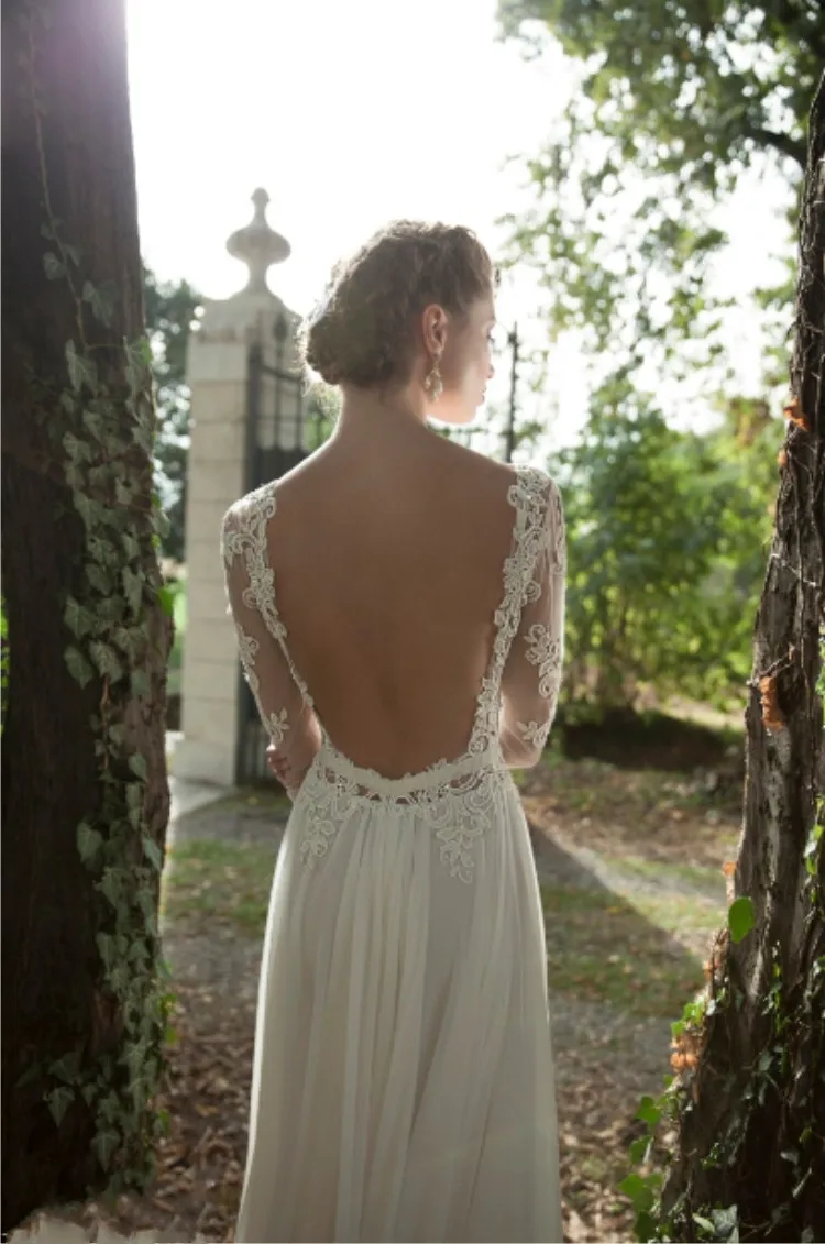 Robe de Mariage сексуальное богемное кружевное свадебное платье с открытой спиной винтажное богемное пляжное свадебное платье Vestido de Noiva