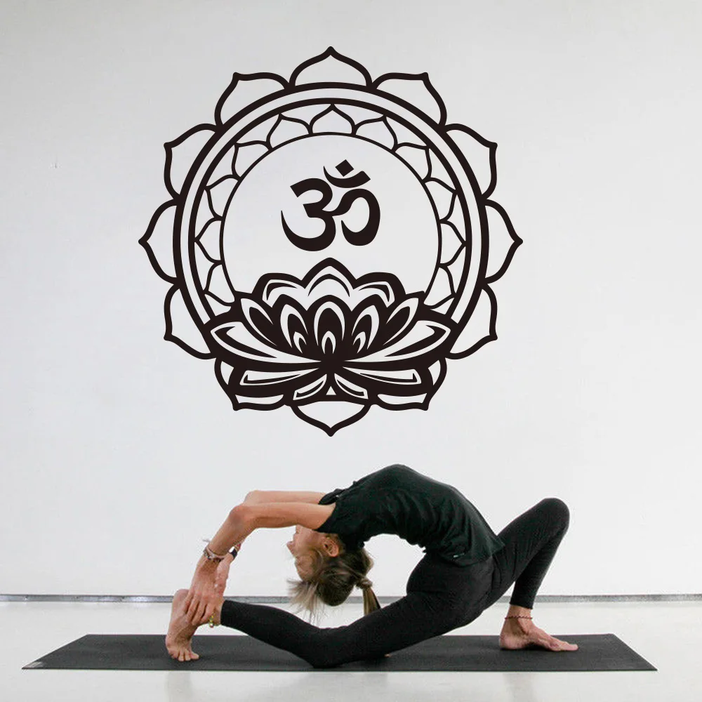 Large  Mandala Lotus Meditation Yoga Wall Decal Gym  Lotus Om Mantra Meditation Mandala Hinduism Wall Sticker Vinyl Decor (3)