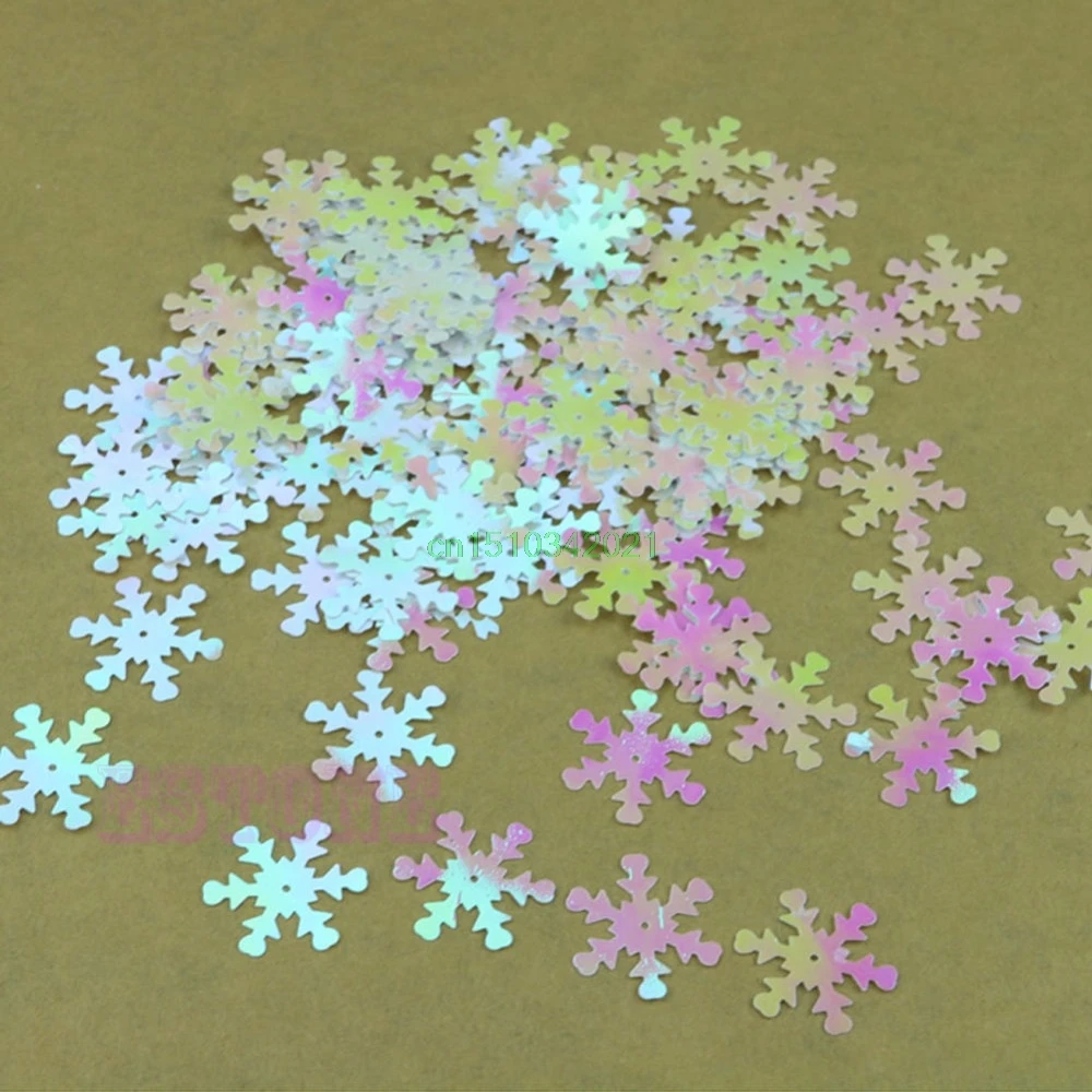 100pcs Christmas Snowflake Iridescent Frozen Snowflake Confetti Sequins Card Scrapbooking 100pcs Christmas Snowflake Iridescent Frozen Snowflake Confetti Sequins Card Scrapbooking