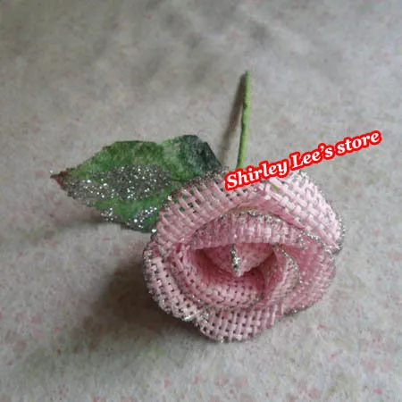 Новое поступление! 288 X красивая соломенная роза цветок с листьями(5 см) в разных цветах, любимая коробка и украшение сумки
