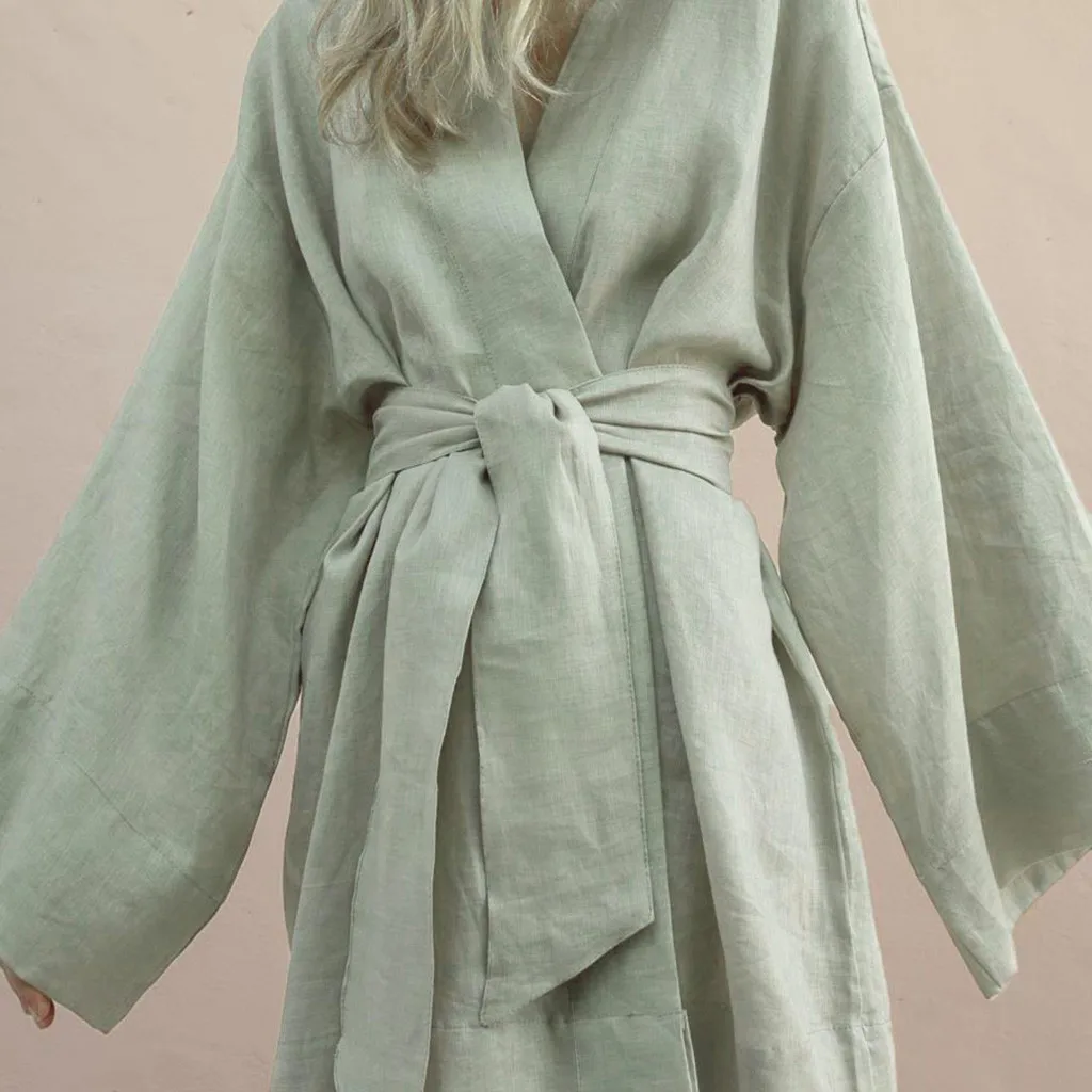 Мини-халат Женская домашняя одежда тонкое летнее хлопковое кружевное пляжное платье с длинным рукавом d90704