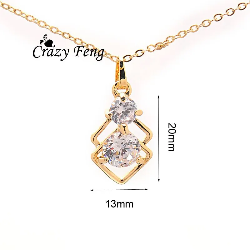 Модный женский комплект ювелирных изделий золотого цвета, CZ камень, ожерелье+ серьги, ювелирные изделия с кристаллами, свадебные ювелирные наборы