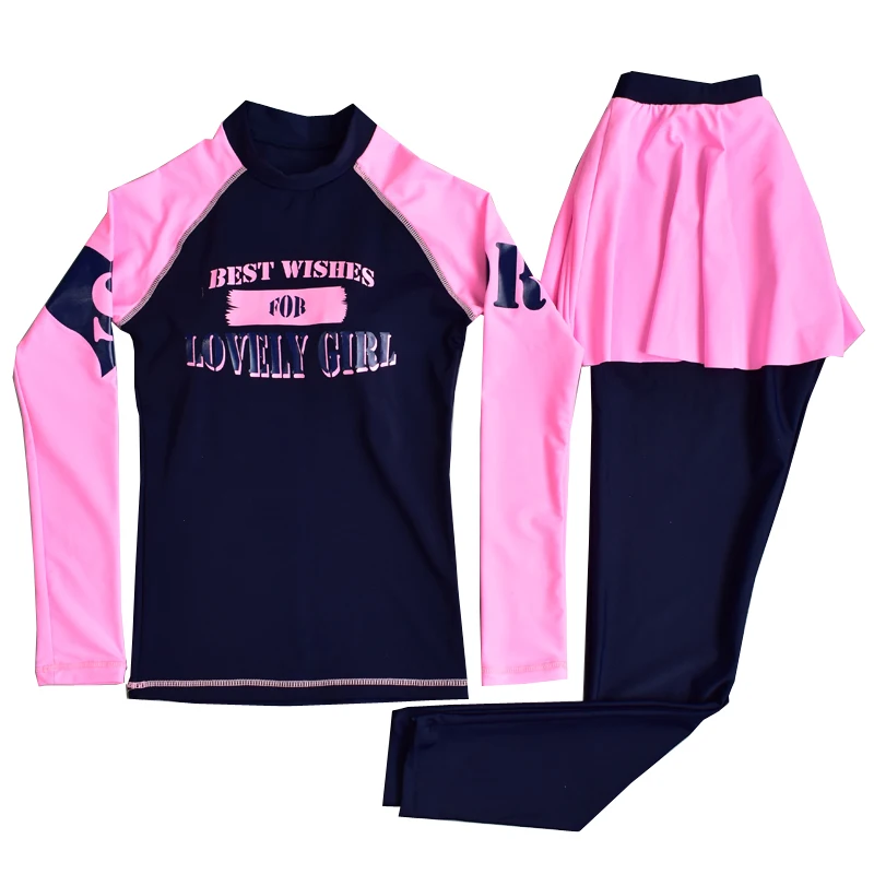 Rashguard Купальник для девочек подростков с длинными рукавами стеганая рубашка