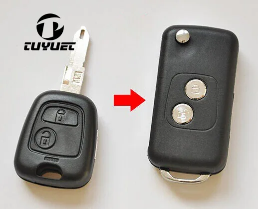 

Modified Folding Flip Remote Key Shell For Peugeot 206 207 2 Buttons Keyless Entry Remote Fob Case