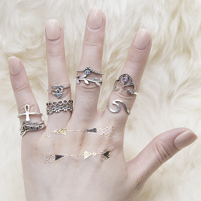 Vintage Gold Silver Ankh Cross Key Life Om Ohm Aum Crown Crystal Vintage Gold Silver Ankh Cross Key Life Om Ohm Aum Crown Crystal Rhinestone Flower Leaf Rings