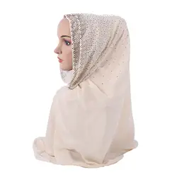 Роскошный Мусульманский Исламский хиджаб шарф женский платок на голову модный красивый горный хрусталь готов носить дизайнерский