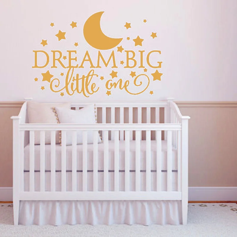 Dream Big Little One Наклейка-цитата на стену, стикер на стену детской спальни художественный декор, Детская Настенная Наклейка настенные наклейки со звездами 2632