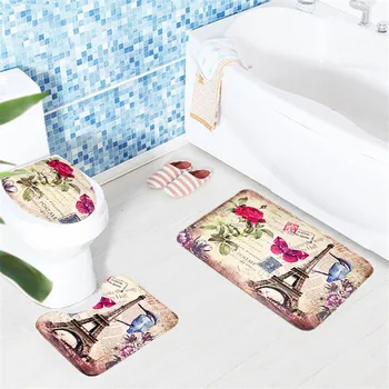

Bathroom Three pieces Carpet Sets Toilet mat Floor Anti Slip Rugs for Bedroom Bathroom Living Room Kitchen Mat