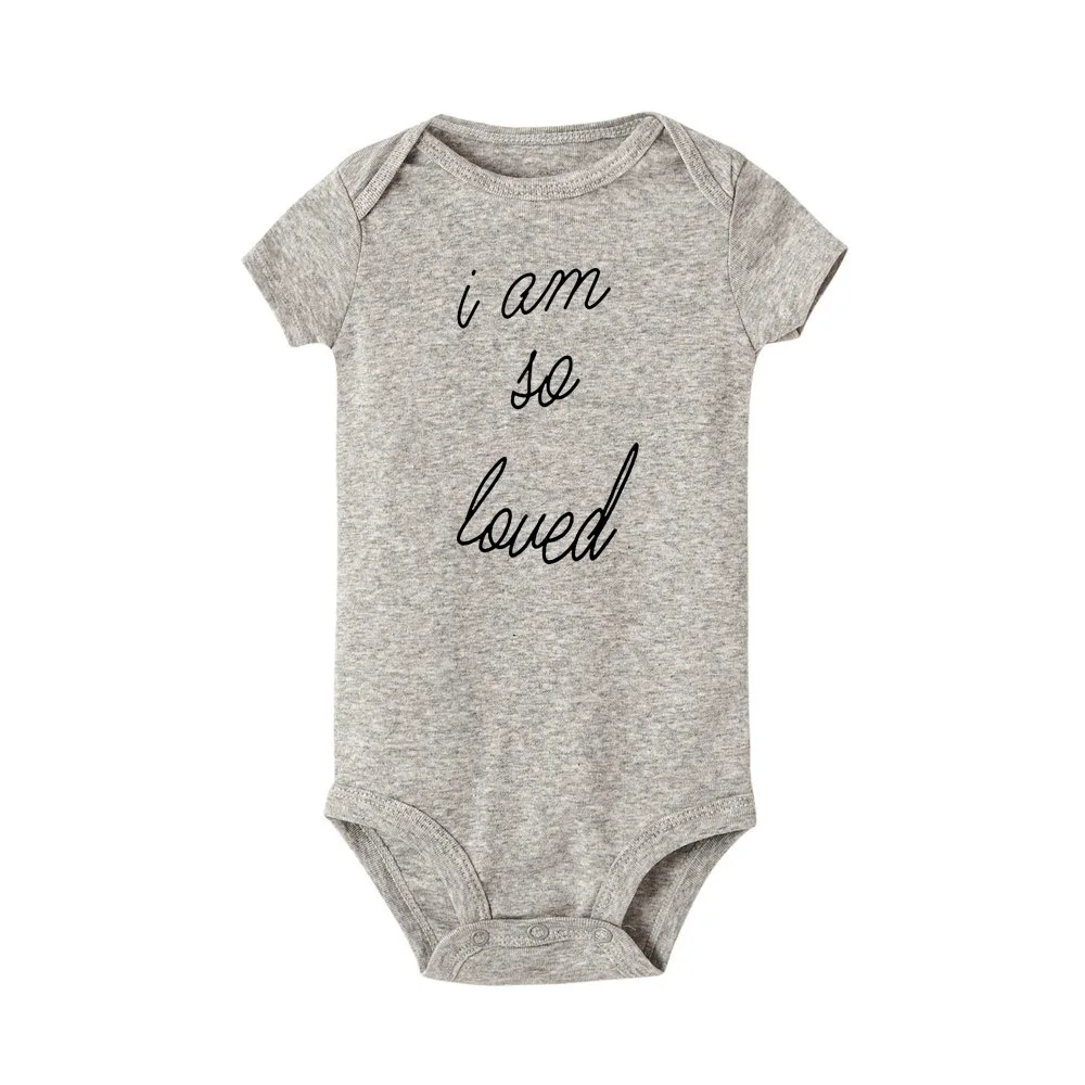 I Am So Loved Funny Cute Babe Onesie Newborn Baby Bodysuit Infant Short Sleeve Creeper Baby Boy Girl Clothes Body Suit - Цвет: R797-SRPGY-