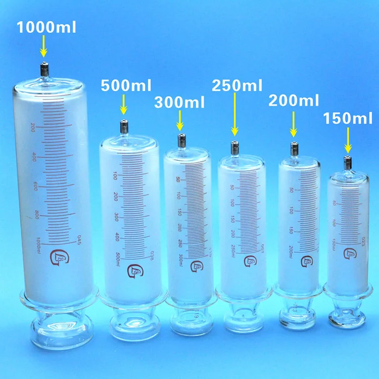 

150ml/200ml/250ml/300ml/500ml/1000ml All Glass Syringes Large sausage device Glass Injector large caliber with luer lock