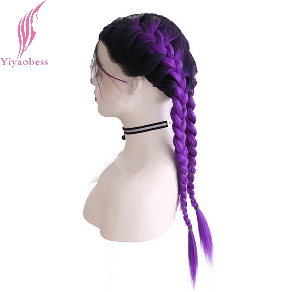 Yiyaobess Double Braids Wig With Baby Hair Dark Roots Ombre Heat Resistant Natural Braided Synthetic Lace Front Wigs For Women Yiyaobess Double Braids Wig With Baby Hair Dark Roots Ombre Heat Resistant Natural Braided Synthetic Lace Front Wigs For Women