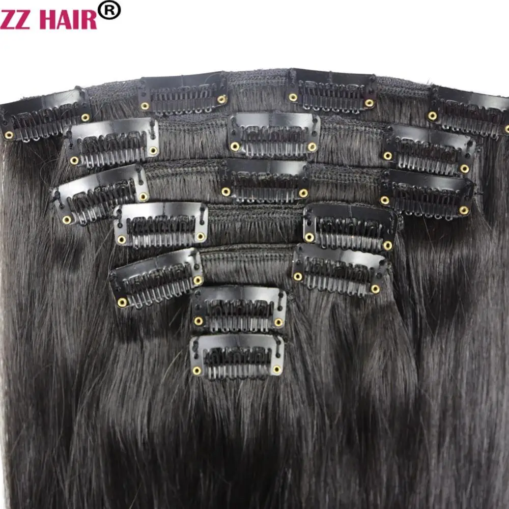 ZZHAIR 100 г-140 г 1"-24" волосы remy для машинного изготовления 7 шт. в наборе человеческие волосы для наращивания на всю голову набор Натуральные Прямые Волосы