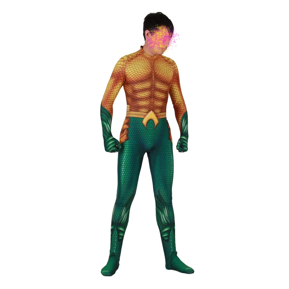 anime DC comic Aquaman Arthur Curry Cosplay Costume adults men children kids Boy Zentai Bodysuit Su