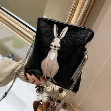 Кисточкой сумки на цепи через плечо для Для женщин милый кролик сумка мягкая из искусственной кожи Дамы Курьерские Сумки на весну для девочек Новая сумка