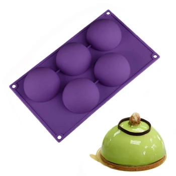 

Silicone 5 Holes Hemispherical Round Cake Mold For Chocolate Jelly Pudding Pastry Truffle Dessert Baking Puff Decorating Mould