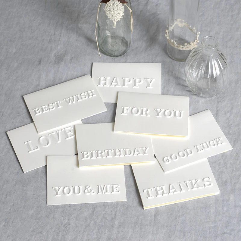 

Simple Embossed Cards Business Gift Greeting Cards Wedding Birthday DIY Embossed Greeting Cards