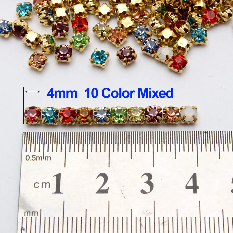 Разноцветные стразы 4 мм, 5 мм, 6 мм, 7 мм, 8 мм, золото/серебро, кристаллы и камни для рукоделия, аксессуары