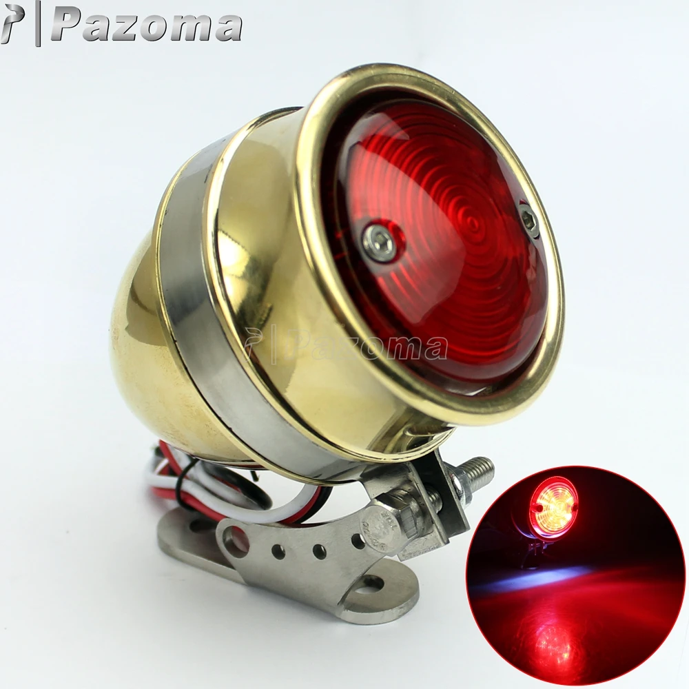 Brat Style Brass LED Tail Brake Light Lamp Street Fighter Motorcycle