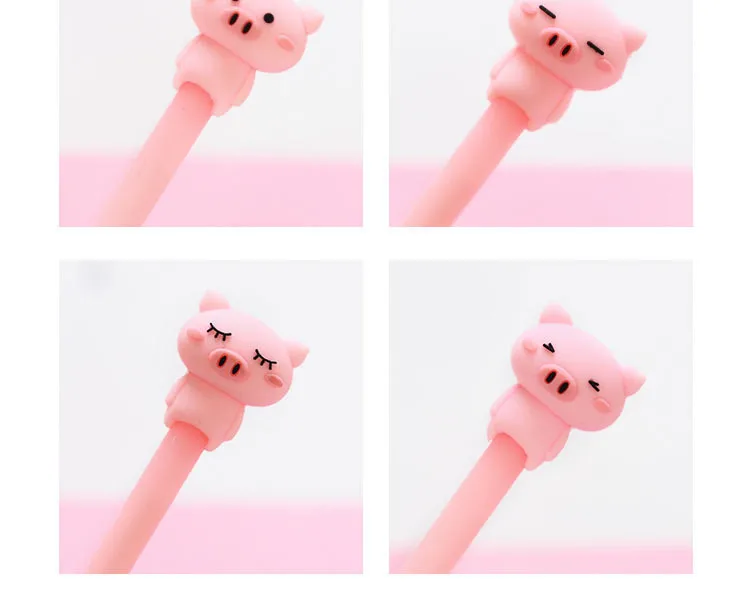 Porco dos Desenhos 40 Pçs e lote Criativo Boneca Animados Silicone Gel Caneta Unisex Assinatura Canetas Roller Pen Presente da Promoção Escola Escritório Prêmio 21 Canetas de gel