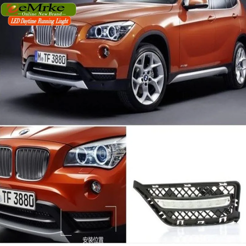 eeMrke Car LED DRL For BMW X1 High Power Xenon White Fog Cover Daytime Running Lights Kits