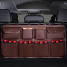 Высококачественная кожаная Автомобильная Задняя сумка для хранения на спинку сиденья многофункциональная автомобильная сумка-Органайзер для багажника авто аксессуары для интерьера