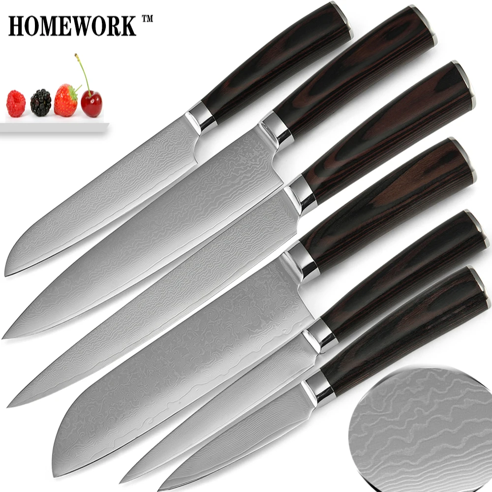XYJ Brand Chef Slicing Santoku Utility Fruit Knife Set VG10 Damascus