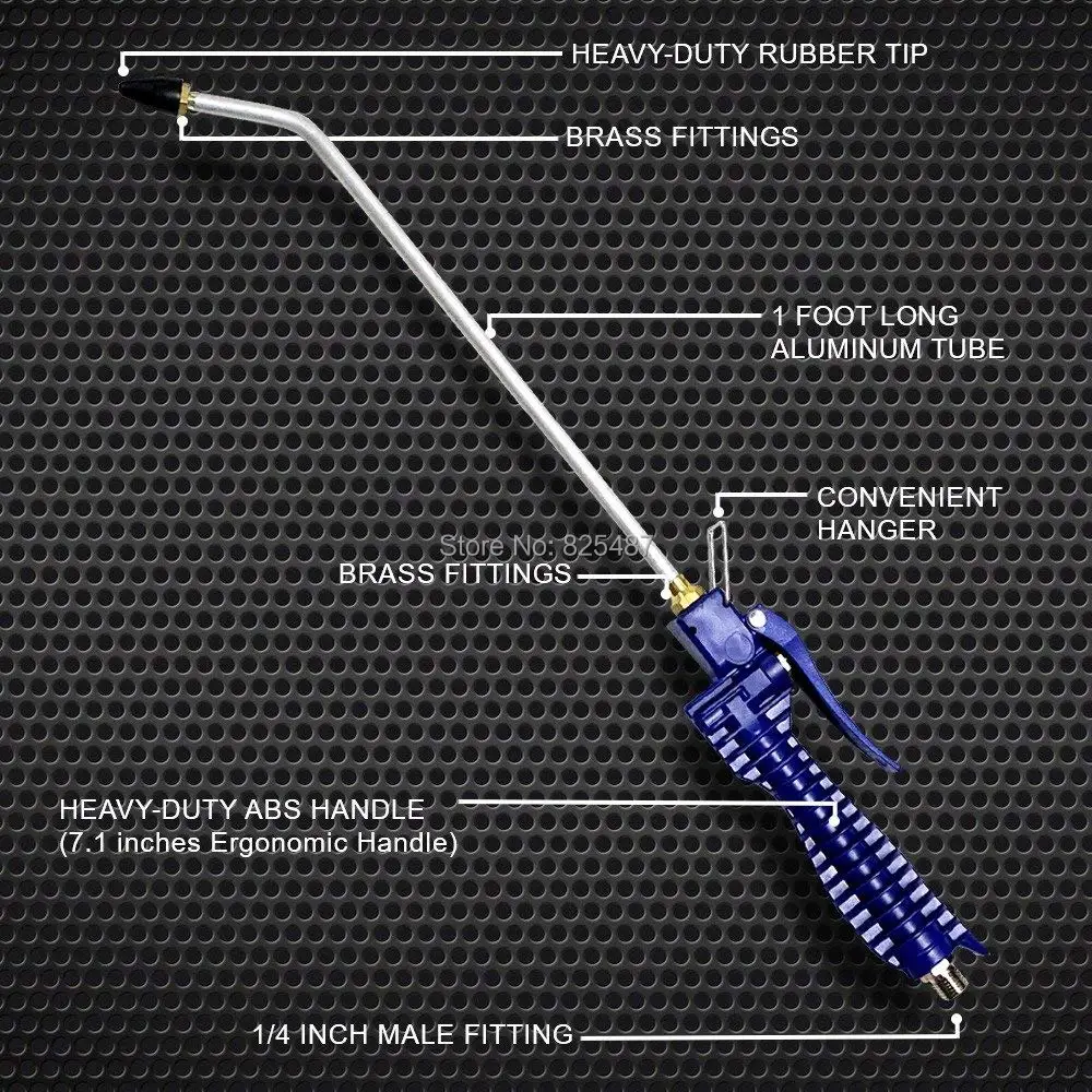 

LEMATEC Air Blow Gun For Compressors 1ft Rubber Tip Nozzle Compressed Air Gun Clean Handy Pneumatic Tool Nozzle Air Duster