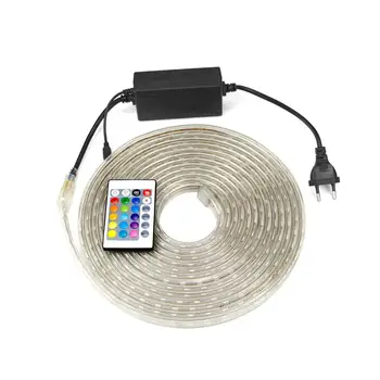 

RGB LED Strip Light Flexible Tube lamp 5050SMD AC220V 60Leds/m Waterproof Decoration lighting EU Power Supply/Dimmer/Remoter