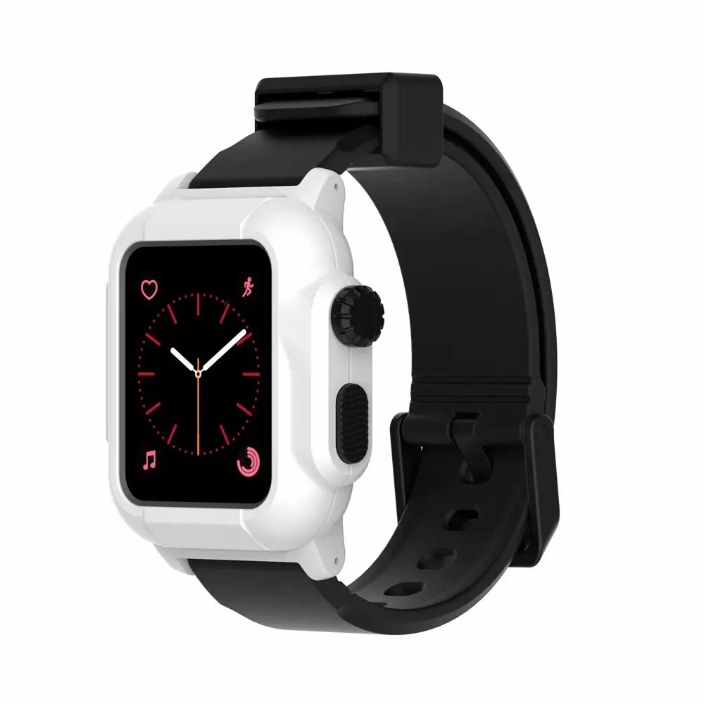 Защитный чехол+ ремешок для Apple Watch 44 мм/40 мм Iwatch 5 4 3 браслет наручные часы ремешки+ Водонепроницаемый защитный корпус - Цвет ремешка: Black White case