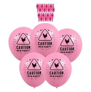 

Caution Hen Party Printed Pink Balloons Decoration Accessories Bridal To Be Bachelorette Hen Night Carnival Funny fancy dress