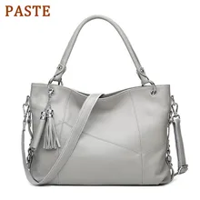 PASTE Brand Designer Genuine Leather Bags Handbags Women Soft Cow Leather Fashion Shoulder Bag Tassel Ladies Big Tote Bag Purse PASTE Brand Designer Genuine Leather Bags Handbags Women Soft Cow Leather Fashion Shoulder Bag Tassel Ladies Big Tote Bag Purse