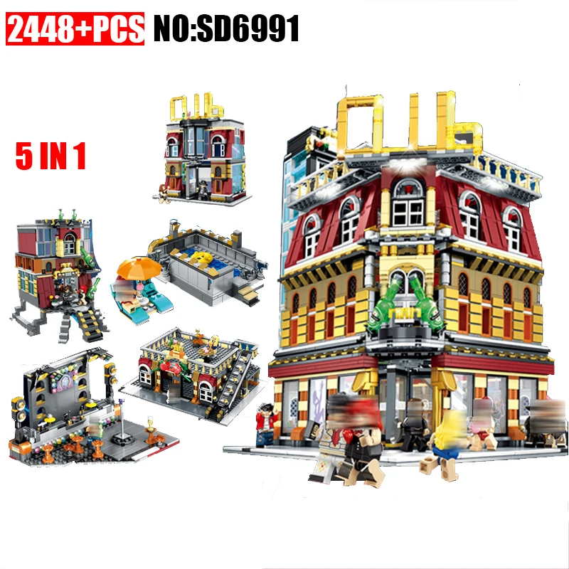 

SD6991 Architecture series the nightclub Model Building Blocks Classic With LED lights house Street View Toys for children