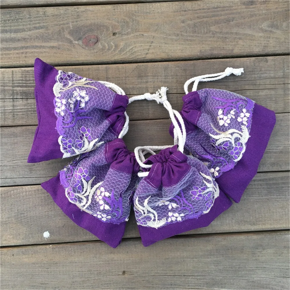 YILE 1 шт. Фиолетовый хлопок белье Drawstring сумка подарок вечерние мешок вышивка мешок кружевная бейка YL812f
