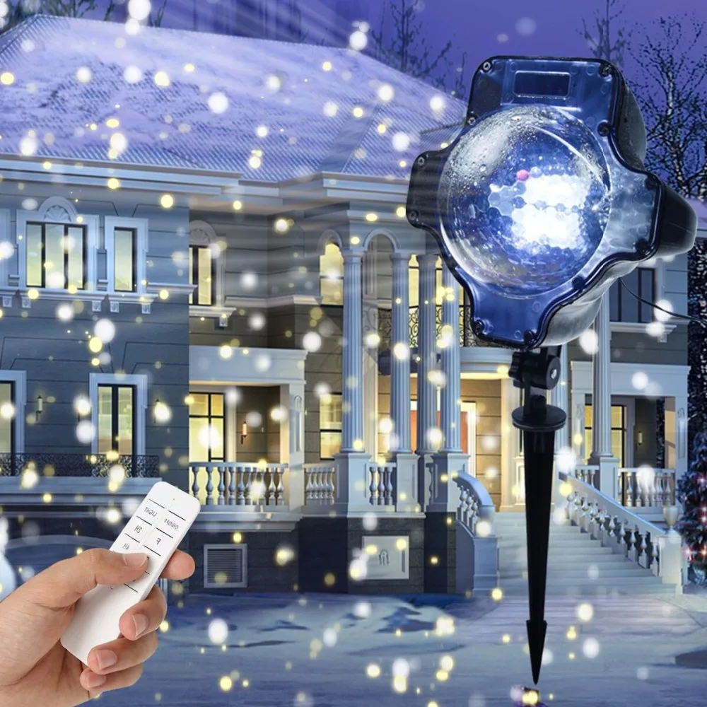

Rotating Waterproof Christmas Snowflake Outdoor Projector Lights with Remote for Patio,Garden,Halloween