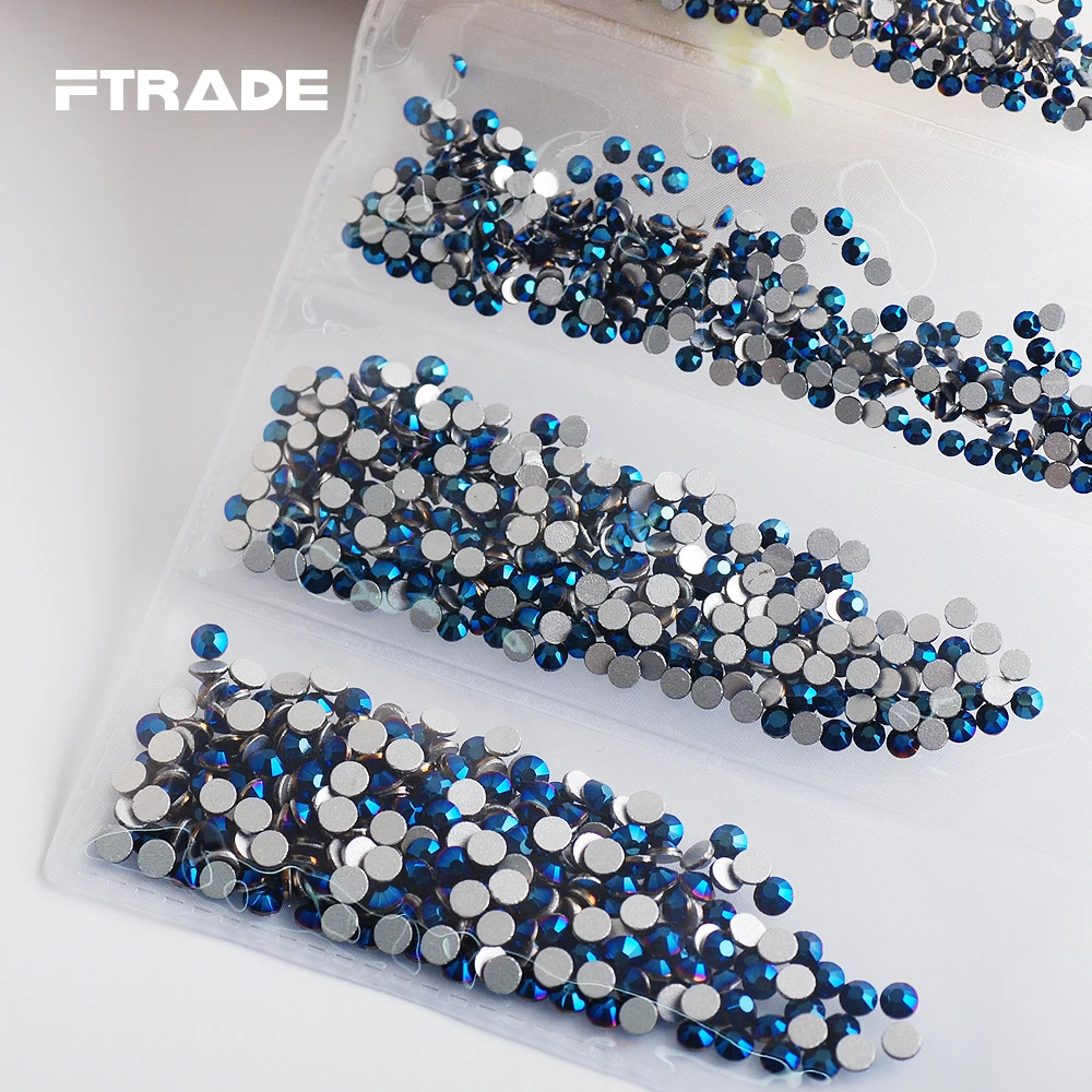 

SS3-SS10 Old Blue Glass Crystal 6 Size Flatback 3D Nail Art Rhinestones Non Hotfix Stones And Small Sizes Crystals Applique
