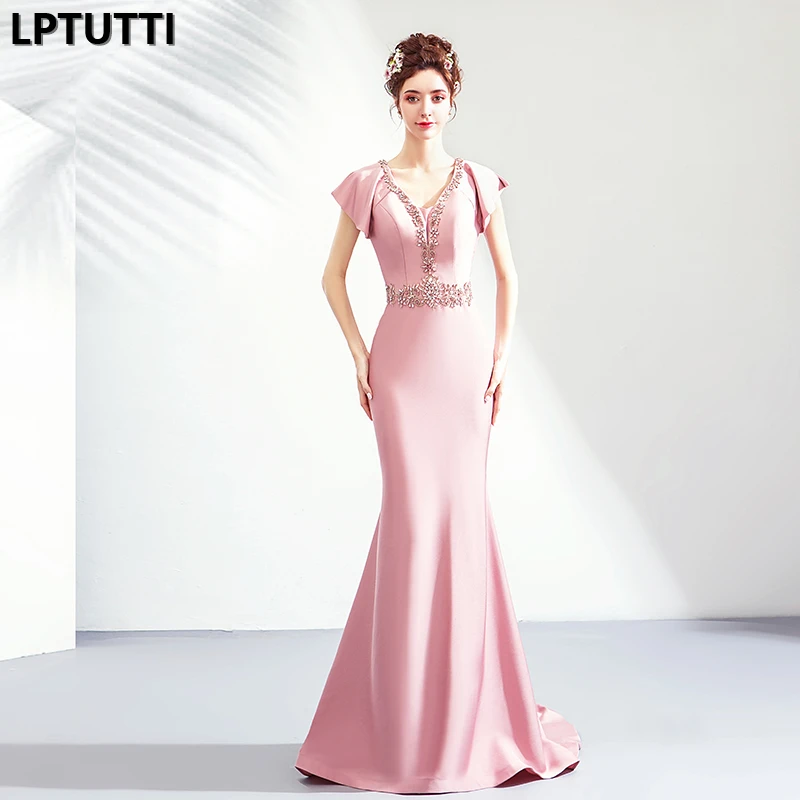 

LPTUTTI Crystal Beading New For Women Elegant Date Ceremony Party Prom Gown Formal Gala Events Luxury Long Evening Dresses