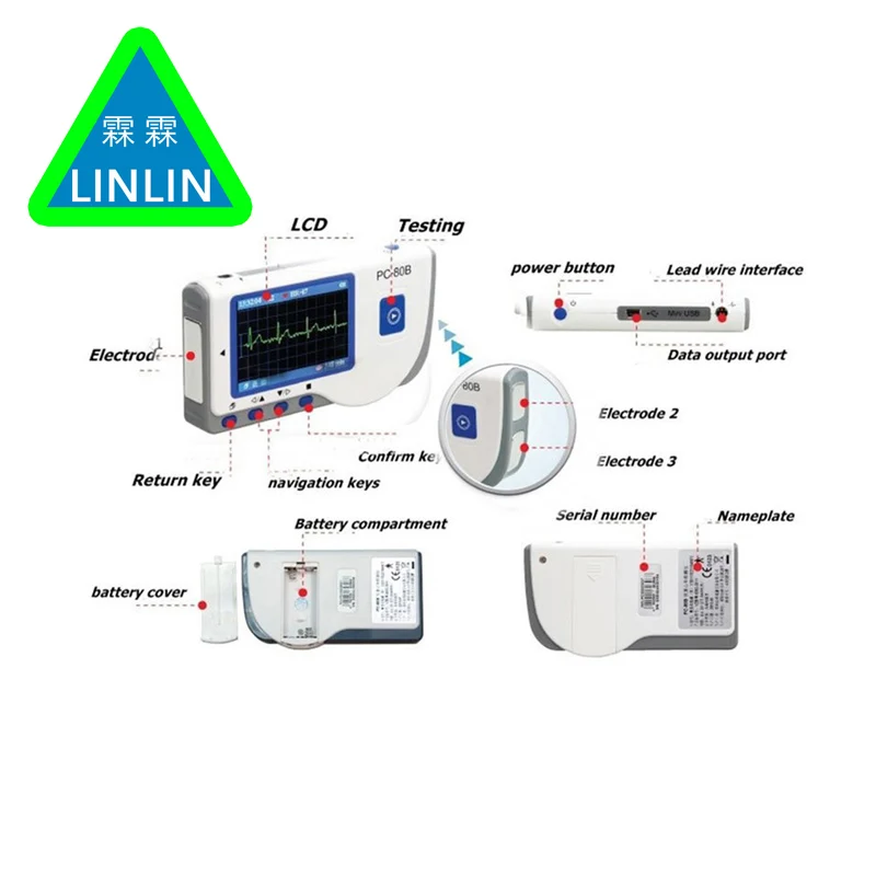 LINLIN Расширенный портативный ЭКГ монитор Мини Портативный ЖК-дисплей электрокардиограмма монитор сердца мониторинг здоровья машина