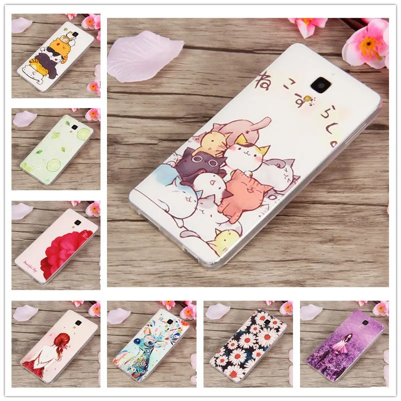 For Xiaomi MI 4 Case MI 4W Cat 3D Landscape Soft TPU Cover for Fundas Xiaomi MI4W Case MI4 M4 Silicone Cartoon Animal M 4 5.0''