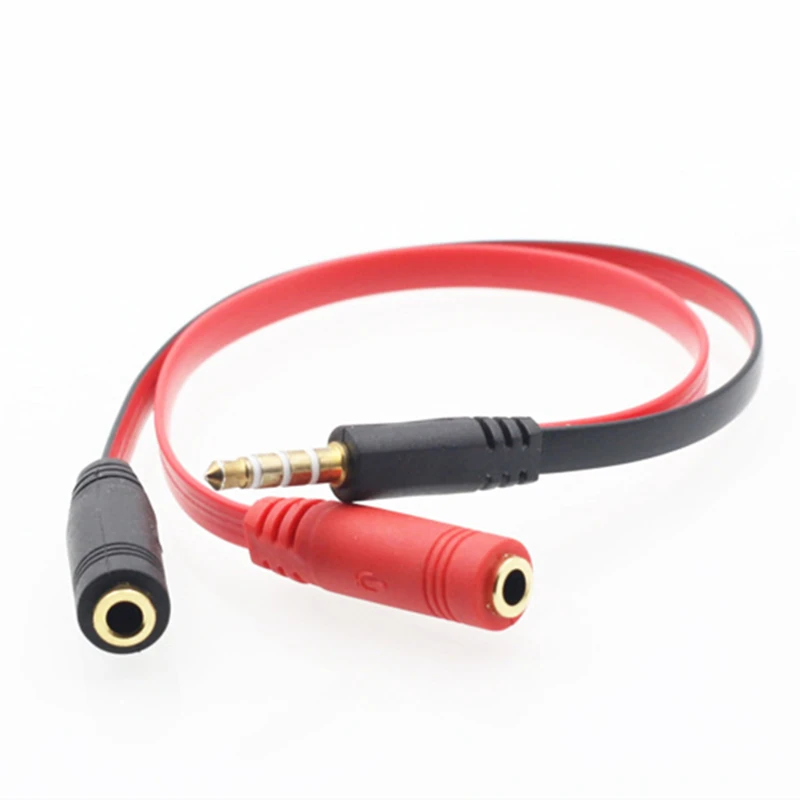 Rankman 3.5mm Jack Audio Male to 2 Female Ports with Mic Headphone Extension Cable Splitter AUX Cord for Speaker Phone Earphone