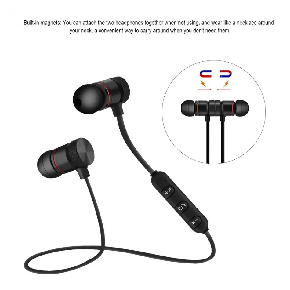 Магнитные беспроводные Bluetooth спортивные наушники для iPhone для Android