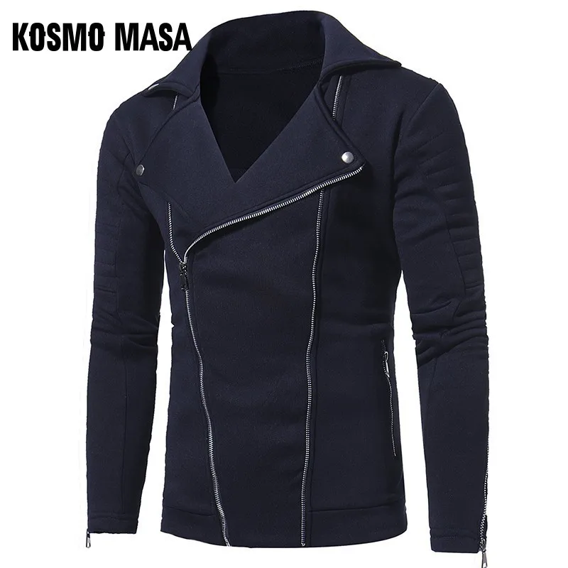 

KOSMO MASA Cool Black Zipper Hoodies Men Long Sleeve Turn Down Collar Sweatshirts Mens Streetwear Outwear Hoodies For Men MHS069